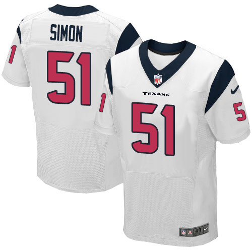 Men's Elite John Simon Nike Jersey White Road - #51 NFL Houston Texans